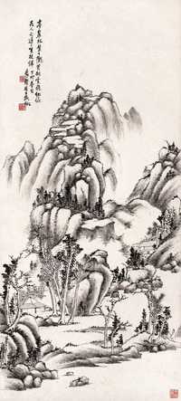 吴待秋 丁卯（1927年）作 山水 立轴